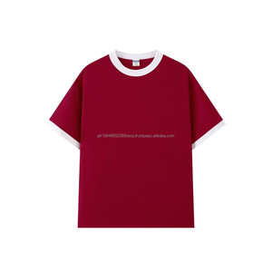 T-shirt de sonnerie de couleur contrastante à la mode pour femmes 200gsm coupe régulière hommes t-shirt à col rond en coton vierge pour la conception de Logo - Product Image 2