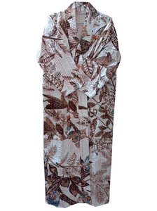 Bata Kimono de Algodón 100% para Mujer, Tejida con Estampado de Bloques y Diseño de Dibujos Animados, Hecha a Mano, Cuello en V, Cintura Elástica, Largo hasta la Rodilla/Completamente Larga, de Naaz Textile - Product Image 4