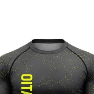 Charcoal Grey Long Sleeve Compression <b>Shirt</b> Crackle Print Athletic Training Gym Workout Breathable Sublimated Performance Sports - Product Image 6