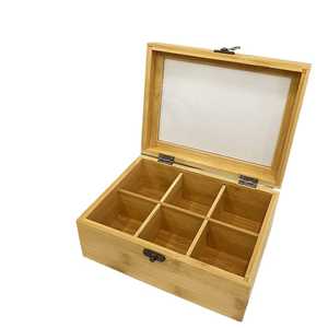 กล่องไม้ฝาแก้วแบบมีช่องแบ่งลายแกะสลักสไตล์โมเดิร์นสำหรับจัดเก็บ - Product Image 2