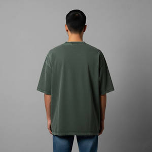 350 GSM Blank <b>Box</b> Tee T-Shirt for Men <b>Drop</b> Shoulder Boxy Fit Crop Oversized Heavyweight Knitted Fabric Formal T-Shirt - Product Image 2