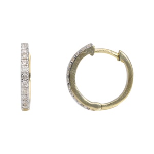 ต่างหูห่วงแบบ Huggie ชุบทองคำขาว 14K ประดับเพชรแท้ทรงกลมเจียระไนแบบ Brilliant Cut 0.25 กะรัต สำหรับผู้หญิง ราคาขายส่ง - Product Image 1
