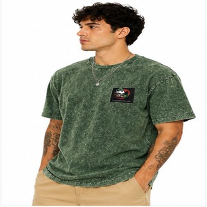 เสื้อยืดผู้ชายคอโอ ทรงสตรีทแวร์ ผ้าฝ้ายถัก 100% สไตล์วินเทจ ซักย้อมสีแบบแอซิดวอช  ป้องกันรอยยับ เป็นมิตรต่อสิ่งแวดล้อม ระบายอากาศได้ดี - Product Image 3