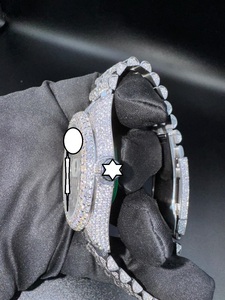 Montre analogique pour homme ZAWO 41 mm en acier inoxydable, diamant Moissanite VVS1, mouvement japonais automatique, vintage, hip-hop, faite à la main, sportive - Product Image 6