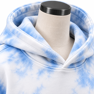 Sudadera con Capucha Oversize de Forro Polar Tie Dye, con Logotipo Personalizado, Unisex, Azul y Blanco, con Bolsillo, Casual, Manga Larga, Marca Privada - Product Image 6