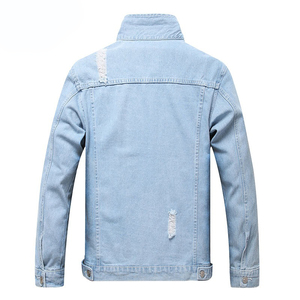 Blousons en jean unis pour hommes 2025 – Manteaux bomber décontractés tendance pour hommes – Coupe-vent streetwear à capuche et col montant - Product Image 3