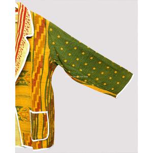 Veste d'hiver matelassée Kantha brodée réversible faite à la main pour femme, en coton, motif géométrique, col mandarin, style blazer - Product Image 4