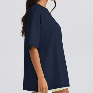 T-shirt pour femme en coton 100% coupe classique à épaules tombantes, personnalisable avec logo brodé, respirant, couleur unie, été, OEM/ODM - Product Image 2
