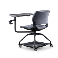 Chaise de formation d'invité de salle de réunion en plastique de tâche réglable en hauteur avec bloc-notes et roues