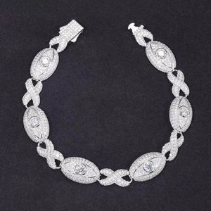 Exquisita Pulsera de Novia de Plata 925 con Diamantes, Corte Marquesa, Cultivados en Laboratorio, Certificados por IGI, Joyería de Boda para Mujer - Product Image 1