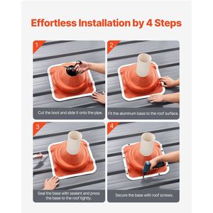 2 uds. Bota intermitente de silicona de alta temperatura tubo de techo de Metal membrana impermeable ajuste 6-1/4 \ "-11-3/4 \" tubo - Product Image 5