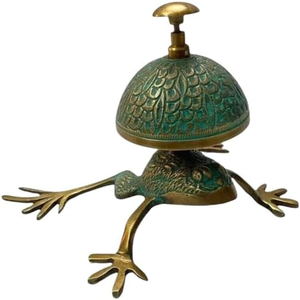 Cloche d'appel en métal en forme de grenouille avec dôme décoratif, cloche de service vintage pour la réception d'hôtel, la restauration, le bureau, la décoration - Product Image 3
