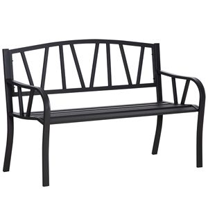 Divanetto da Giardino Ergonomico a 2 Posti in Metallo, Panchina Decorativa da Esterno con Schienale e Braccioli - Product Image 1
