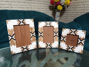 Cadre photo en bois moderne et élégant fait main avec incrustation d'os et de résine, taille personnalisée, horizontal, pour décoration de table - Product Image 6