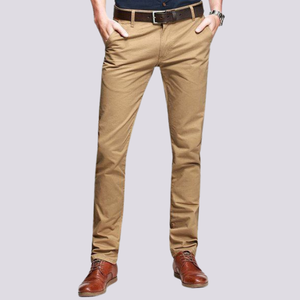 Pantalones chinos cómodos de corte ajustado para hombre, diseño con bolsillos laterales, pantalones de trabajo funcionales, hechos en Bangladesh, calidad OEM personalizada BD - Product Image 3