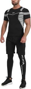 Ensemble de vêtements de sport pour homme, t-shirt à capuche compressif, short, leggings, séchage rapide, coupe ajustée, course à pied, entraînement - Product Image 3