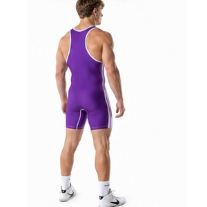 Débardeur de lutte pour homme violet, sans manches, ajusté, en Spandex et Polyester, anti-humidité, toutes saisons, style tank pour adulte - Product Image 3