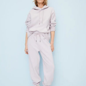 Sudadera con capucha corta casual de color liso para mujer King, anti-bolitas, de invierno, con bolsillos bordados, manga larga, forro polar tejido, 240g - Product Image 2