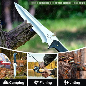 Couteau tactique à lame fixe RE4 Jack Krauser de 8 pouces, fabriqué à la main, entièrement en acier D2, manche en micarta noir, pour la chasse, le camping et la survie - Product Image 5