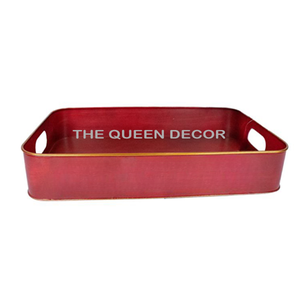 Bandeja Navideña Rectangular Rústica de Metal Galvanizado con Asas de Madera Hechas a Mano, Ideal para Decoraciones de Bodas, Festivales y Fiestas - Product Image 2