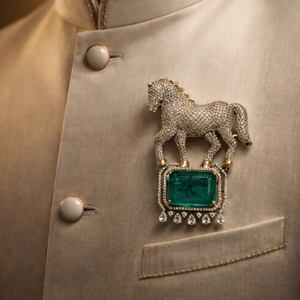 Broche de Luxo em Ouro 18K com Diamante Lapidação Esmeralda e Cravação Pavé, Joia Fina Feminina, Presente - Product Image 2