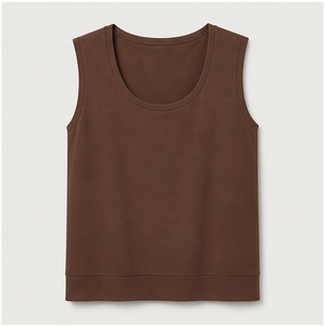 T-shirt sans manches à col rond pour femme, couleur marron chocolat, coupe classique, WTS-0107 - Product Image 1