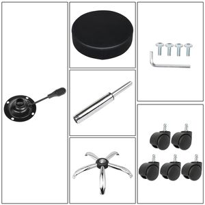 Semi PU Leather Nylon Wheel 300lbs Capacity <b>Round</b> <b>Stool</b> with Five Star Feet Technician <b>Stool</b> in Black RT for Salon Furniture - Product Image 5