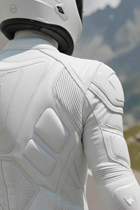 Traje de Motocicleta de Cuero Blanco Futurista – Equipo de Carreras para Motociclistas con Protección CE - Product Image 3
