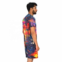 Ensemble T-shirt et short graphique ample Blaze Fight Wear pour homme, grande taille, personnalisé, respirant, style streetwear hip-hop, 100 % polyester, séchage rapide