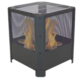 Modern <b>Outdoor</b> Fire Pit <b>Table</b> Bioethanol Fuel Stainless Steel Powder Coated Freestanding Eco-Friendly With Fire Glass - Product Image 3