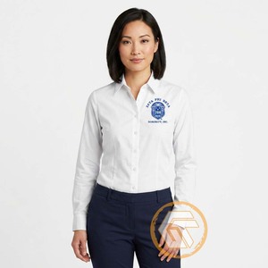 เสื้อเชิ้ตผู้หญิงแบบลำลองสั่งทำพิเศษ ODM ปกคอปก แขนเสื้อแบบแร็กแลน สำหรับชมรม Zeta Phi Beta ผลิตจากผ้าฝ้าย 100% - Product Image 1