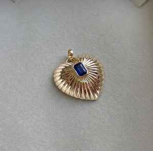 14KT Gold Natural | Lab Grown Octagon Diamond | Gemstone Embossed Heart Pendant <b>Necklace</b> - Product Image 5