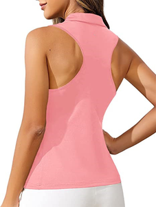 Débardeur de golf sans manches pour femme, protection UPF 20+, séchage rapide, anti-UV, en polyester uni, personnalisable avec logo, vêtement de sport SOSH4 - Product Image 2