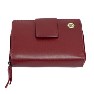 WRIZA Coral Red Genuine Leather RFID Wallet for Women | Classic Minimalist Travel Ready Compact <b>Purse</b> 9 Card Slots Secure - Product Image 1