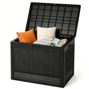 Caja de Almacenamiento para Terraza de Mimbre Resistente a la Intemperie de 25 Galones # # # #   Mesa Auxiliar de Almacenamiento para Patio Exterior - Product Image 1