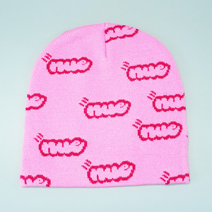 Bonnet en tricot unisexe pour adulte, motif de grappes de pois de dessin animé mignon, chaud pour l'hiver, design noir et blanc, style décontracté - Product Image 6
