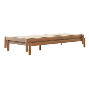 Chaise longue d'extérieur en teck durable, réglable et inclinable, avec cadre plat et lignes épurées, idéale pour piscine, jardin et resort - Product Image 5