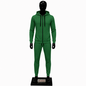 Conjunto Deportivo Verde para Hombre con Capucha, Sudadera y Pantalones de Color Sólido con Cierre Completo, Corte Regular, Ropa Casual de Otoño, Moda Urbana - Product Image 1