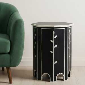Table console au sol Belladec BI-WT297, design floral, personnalisée, faite à la main, en os poli, moderne et légère, pour salon - Product Image 4