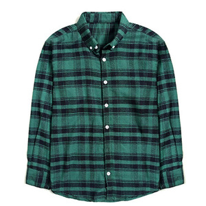 Chemises en flanelle de coton épaisse à carreaux verts et noirs, coupe ample, personnalisées et sur mesure pour hommes - Product Image 2