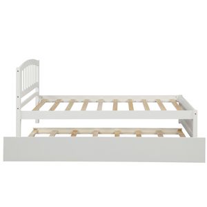 Letto a piattaforma matrimoniale in legno bianco con letto estraibile - Set di mobili moderno ed elegante - Product Image 4