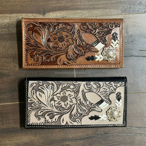 Nueva llegada de alta calidad de los hombres de mano de cuero largo plegable carteras de diseñador de lujo de cuero genuino tarjeta de crédito carteras Concho - Product Image 4