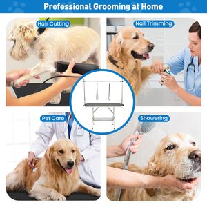 Table de toilettage pliable pour chien - Hauteur réglable, attaches sécurisées, structure en H stable et plateau de rangement - Parfaite pour les soins et les coupes de poils des animaux - Product Image 5