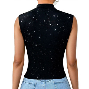 Customized Vintage Y2K Summer Sexy Girl Skinny Cropped Tank <b>Top</b> All Diamonds Rhinestone Eco-Friendly Women's Shirts OEM - Product Image 2