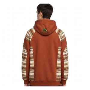 Sweat à capuche unisexe NEXTEX Canyon Stripe en molleton doux de coton, couleur terre cuite crème, chaud et graphique - Product Image 2