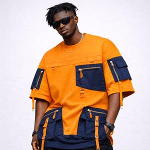 Camiseta Táctica de Moda Personalizada con Múltiples Bolsillos, Estilo Urbano, Oversize, para Hombre, Ropa Táctica OEM - Product Image 1