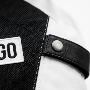 Chaqueta de Cuero Unisex Blanca y Negra con Bloques de Color, Manga Larga, Transpirable, Resistente al Viento, para Todas las Estaciones, Ropa de Motociclismo, Logotipo Personalizado - Product Image 6