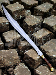 Épée scimitar en acier à haute teneur en carbone forgée à la main, lame courbée 58-60HRC, 38 pouces, manche en bois de rose et laiton, fourreau en cuir, fabricant OEM - Product Image 5