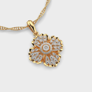 Pendentif en moissanite doré à motif floral, design élégant de fleur, style diamant étincelant, bijoux fins, cadeau pour femme - Product Image 3