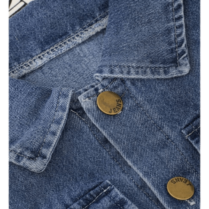 ชุดเดรสยีนส์เด็กผู้หญิงแขนกุดสีน้ำเงิน พร้อมเข็มขัด ชุดเดรสยีนส์ทรงเอแบบลำลองติดกระดุมด้านหน้าสำหรับเด็กผู้หญิง - Product Image 3